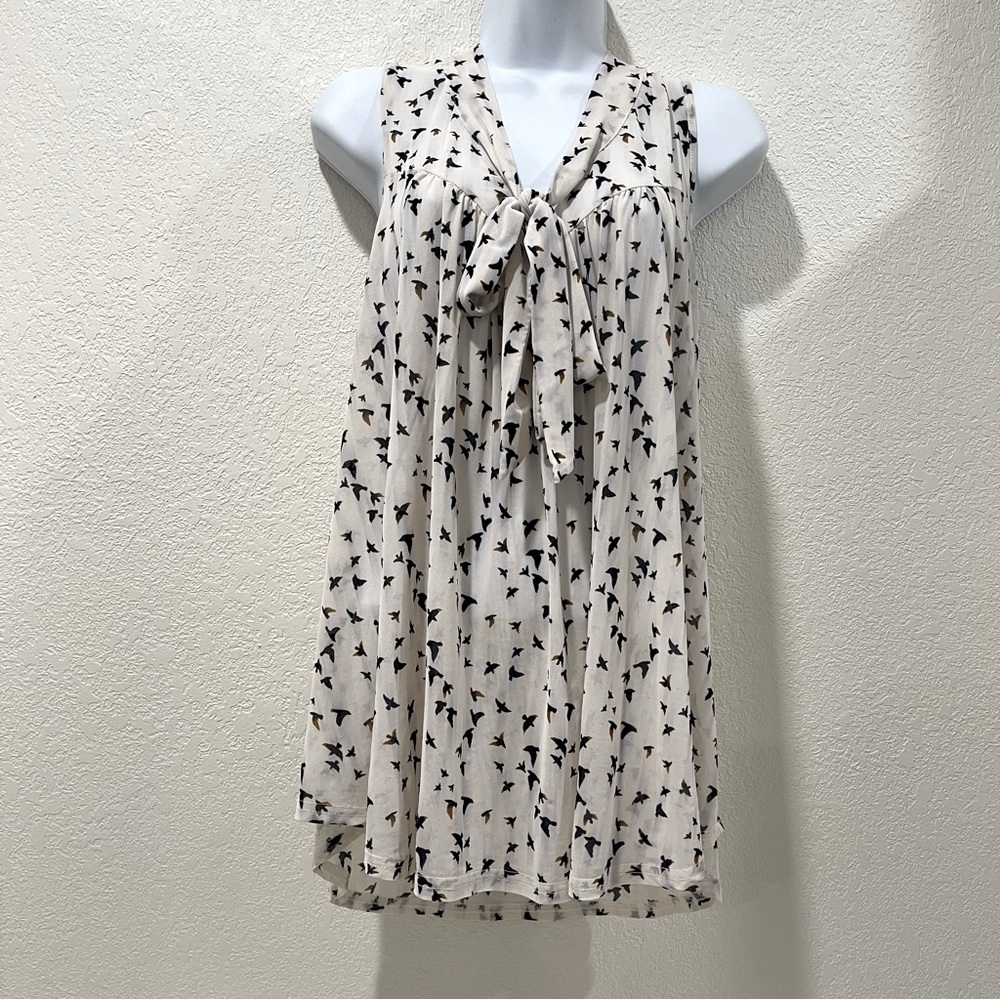 Ember Semi-Sheer Swing Top Knot Detail Bird Pattern | Size Xl